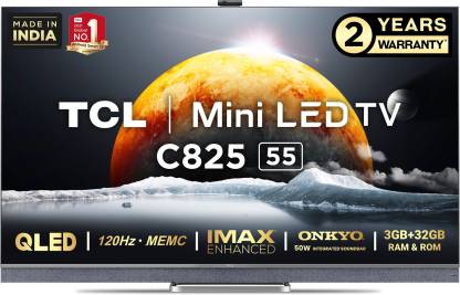 TCL C825 139 cm (55 inch) QLED Ultra HD (4K) Smart Android TV (Graphite Grey) (2021 Model) | Mini LED with Video Call Camera  (55C825)