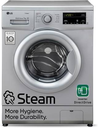 LG 7 kg Steam Fully Automatic Front Load Washing Machine with In-built Heater Silver  (FHM1207SDL)