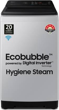 SAMSUNG 7 kg WiFi Enabled Inverter 5 Star with Hygiene Steam & Ecobubble Technology Washing Machine Fully Automatic Top Load with In-built Heater Grey  (WA70BG4582BYTL)