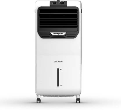 Crompton 35 L Room/Personal Air Cooler  (White, Black, JEDI PAC 35 L Cooler with Everlast Pump, 4-Way Air Deflection and Honeycomb pads)