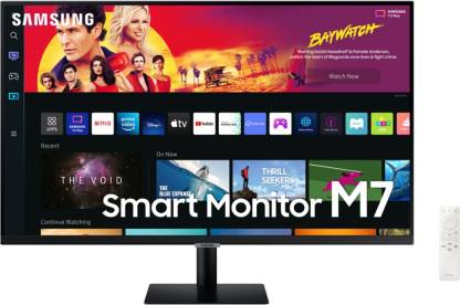 SAMSUNG M7 32 inch 4K Ultra HD VA Panel with USB Type-C Port, Multiple Voice Assistants, embedded TV Apps, PC-less productivity with Samsung DeX, Office 365, Google Duo app, and IoT Hub, Built-in Speakers, Ultrawide Game View Smart Monitor (LS32BM700UWXXL)  (Response Time: 4 ms, 60 Hz Refresh Rate)