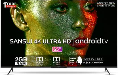 Sansui 165 cm (65 inch) Ultra HD (4K) LED Smart TV with Hands Free Voice Command  (JSW65ASUHDFF)