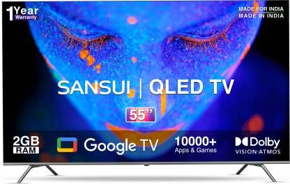 Sansui 140 cm (55 inch) QLED Ultra HD (4K) Smart Google TV Dolby Vision and Dolby Atmos, Black (JSW55GSQLED) Sansui 140 cm (55 inch) QLED Ultra HD (4K) Smart Google TV Dolby Vision and Dolby Atmos, Black (JSW55GSQLED)