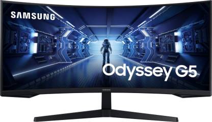 SAMSUNG Odyssey G5 1000R 34 inch Curved WQHD VA Panel with HDR 10, Game Style UI, Borderless UltraWide Gaming Monitor (LC34G55TWWWXXL)  (AMD Free Sync, Response Time: 1 ms, 165 Hz Refresh Rate)