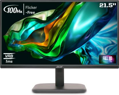 Acer 21.5 inch Full HD LED Backlit VA Panel with ZeroFrame Design, Ergonomic Stand, Acer Vision Care, Flicker Free Monitor (EK220Q)  (AMD Free Sync, Response Time: 1 ms, 100 Hz Refresh Rate)