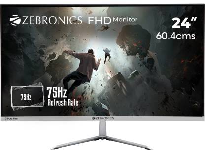 ZEBRONICS 24 inch Full HD Monitor (ZEB-A24FHD Ultra slim LED monitor 60.4cm 75Hz refresh rate,HDMI,VGA)(Response Time: 14 ms)