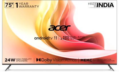 Acer 189 cm (75 inch) Ultra HD (4K) LED Smart Android TV  (AR75AR2851UDFL)