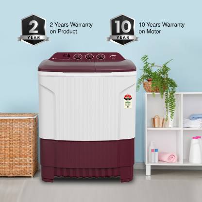 Godrej 8 kg 5 Star with Huricane dry spin Washing Machine Semi Automatic Top Load Red, White  (WSEDGE CLS 80 5.0 PN2 M WNRD)