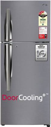 LG 242 L Frost Free Double Door 3 Star Refrigerator with Smart Inverter  (Shiny Steel, GL-I292RPZX)