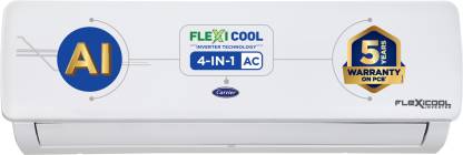 CARRIER Convertible 4-in-1 Cooling 2023 Model 1 Ton 3 Star Split AI Flexicool Inverter Dual Filtration with HD & PM 2.5 Filter AC  - White(12K ESTER EXi+ INVERTER R32 SPLIT AC_CAI12ER3R33F0, Copper Condenser)