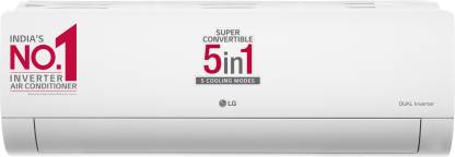 LG Super Convertible 5-in-1 Cooling 2023 Model 1 Ton 3 Star Split Dual Inverter 2 Way Swing, HD Filter with Anti-Virus Protection AC - White  (RS-Q12CNXE, Copper Condenser)