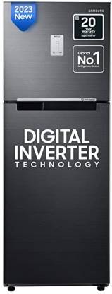SAMSUNG 236 L Frost Free Double Door 2 Star Refrigerator with Digital Inverter  (Luxe Black, RT28C3452BX/HL)
