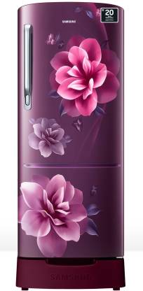 SAMSUNG 183 L Direct Cool Single Door 4 Star Refrigerator with Base Drawer with Digital Inverter  (Camellia Purple, RR20C1824CR/HL)