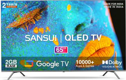 Sansui 165 cm (65 inch) QLED Ultra HD (4K) Smart Google TV Dolby Vision and Dolby Atmos, Black  (JSW65GSQLED)