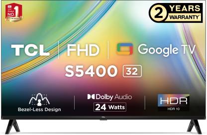 TCL 80.04 cm (32 inch) Full HD LED Smart Google TV with Bezel Less & Extra Brightness  (32S5400)