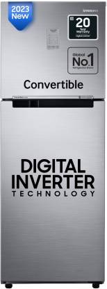 SAMSUNG 236 L Frost Free Double Door 2 Star Convertible Refrigerator with Digital Inverter  (Elegant Inox, RT28C3742S8/HL)
