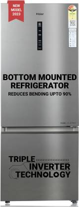 Haier 325 L Frost Free Double Door 3 Star Convertible Refrigerator  (Dazzle Steel, HEB-333DS-P)
