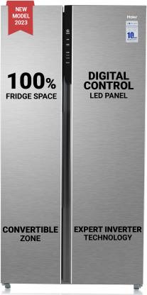 Haier 630 L Frost Free Side by Side Convertible Refrigerator  (Shiny Steel, HES-690SS-P)