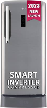 LG 201 L Direct Cool Single Door 5 Star Refrigerator with Base Drawer with Smart Inverter Compressor & Digital Panel  (Shiny Steel, GL-D211CPZU)