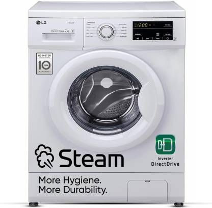 LG 7 kg Steam Fully Automatic Front Load Washing Machine with In-built Heater White  (FHM1207SDW)