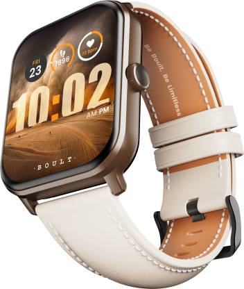 Boult Drift+ Bluetooth Calling, 1.85" HD, 500Nits Brightness, 150+ Watchfaces, SpO2 Smartwatch  (Snow Leather Strap, Free Size)