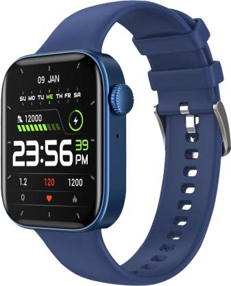CrossBeats IGNITE GRIT 1.75 Amoled Display,Rotating Crown, BT Calling,120 Sports Mode Smartwatch (Blue Strap, Freesize)