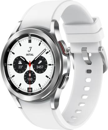 SAMSUNG Galaxy Watch4 Classic Bluetooth(4.2cm) - Health Monitoring, Sleep Tracking  (Silver Strap, Free Size)