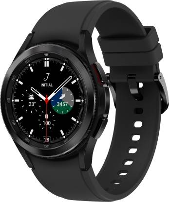 SAMSUNG Galaxy Watch4 Classic Bluetooth (4.2cm) Smartwatch(Black Strap, Free Size)