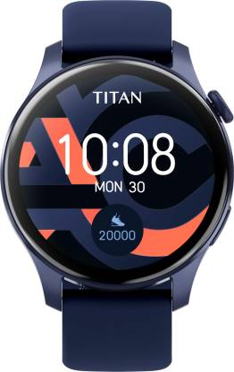 Titan Talk with 1.39" AMOLED Display, BT Calling & Music Storage with TWS Connect Smartwatch (Blue Strap, Free Size)