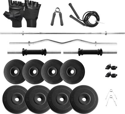 OneFitPlus 30 kg PVC Curl And Straight Rod with Accessories Home Gym Combo