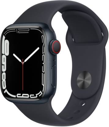 APPLE Watch Series7 (GPS +Cellular, 41mm) Midnight Aluminium Case-Midnight Sport Band  (Black Strap, Regular)