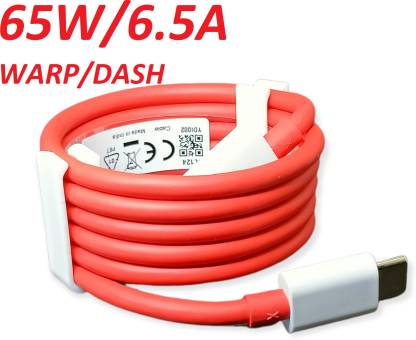 ULTRADART USB Type C Cable 6.5 A 1 m 65W-10W/6.5A VOOC/WARP/DASH/DASH/SUPERVOOC/SUPERDART CHARGER CABLE  (Compatible with OPPO/REALME/ONEPLUS, VOOC/DASH/WARP/DART CHARGING, Red)