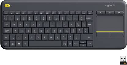 Logitech K400+ with Touchpad, Connected to TV, Customizable Multi-Media Keys Wireless Laptop Keyboard  (Black)