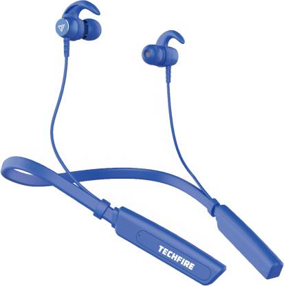 TECHFIRE Fire 500v2 Neckband hi-bass Wireless Bluetooth headphone Bluetooth Headset  (Blue, In the Ear)