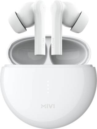 Mivi DuoPods F60 ENC with 50+ Hrs Playtime| Made in India | Powerful Bass | 4 Mics Bluetooth Headset  (White, True Wireless)