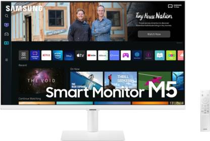 SAMSUNG M5 27 inch Full HD VA Panel with embedded TV Apps, PC-less productivity with Samsung DeX, Office 365, Google Duo app, and IoT Hub, Built-in Speakers, Ultrawide Game View Smart Monitor (LS27CM501EWXXL/LS27BM501EWXXL)  (Response Time: 4 ms, 60 Hz Refresh Rate)