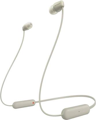 SONY WI-C100 with 25 Hours Battery Life Bluetooth Headset (Taupe, In the Ear)