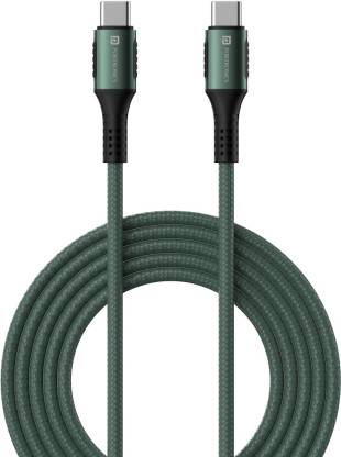 Portronics USB Type C Cable 3 A 1.2 m POR-1065 C Square 3A Type-C to Type-C Cable  (Compatible with All Type C To Type C Supported Devices, Green, One Cable)
