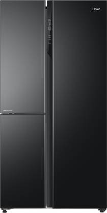 Haier 628 L Frost Free Side by Side Refrigerator  (Black Steel, HRT-683KS)