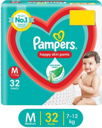 Pampers Happy Skin Pants, With Anti Rash Lotion - Value Pack - M  (32 Pieces)