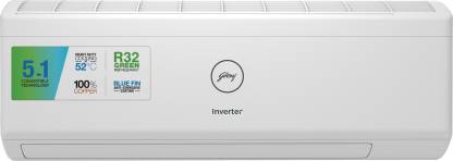 Godrej 5-in-1 Convertible Cooling 2023 Model 2 Ton 3 Star Split Inverter i-sense Technology with Blue Fin Anti Corrosive Coating AC - White  (AC 2T EI 24IINV3R32-WWA Split, Copper Condenser)