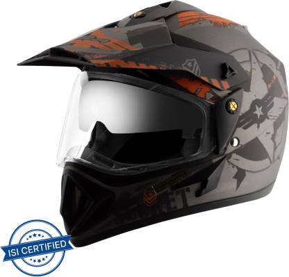 VEGA Off Road D/V Secret Motorbike Helmet  (Dull Anthracite Black)