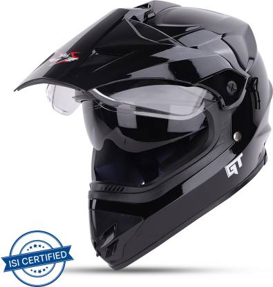 Steelbird Off Road GT ISI Certified Motocross for Men with Inner Sun Shield Motorbike Helmet  (Glossy Black)