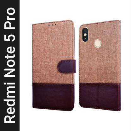 Spicesun Flip Cover for Mi Redmi Note 5 Pro  (Brown, Cases with Holder, Pack of: 1)