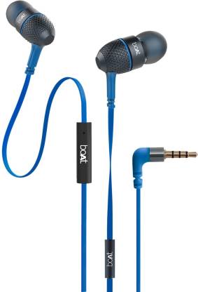 boAt BassHeads 220 Super Extra Bass Wired Headset(Blue, In the Ear)