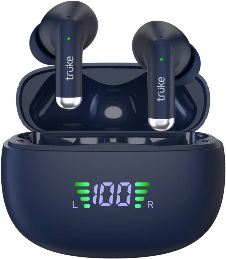 truke Buds Pro with ANC, 48 Hours Playtime, Quad-Mic ENC, 12.4mm driver with AAC Bluetooth Headset  (Blue, True Wireless)