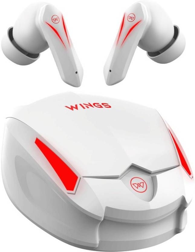 WINGS Phantom 550 Earbuds with Low latency Game mode, 45hr Playtime, Touch Controls Bluetooth Gaming Headset  (White, True Wireless)