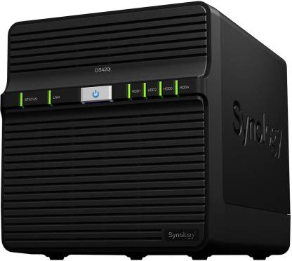 Synology DS420j 0 TB External Hard Disk Drive (HDD)  (Black, Mobile Backup Enabled, External Power Required)