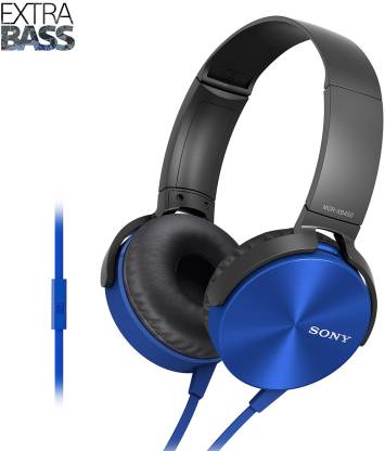 SONY XB450AP Wired Headset  (Blue, On the Ear)