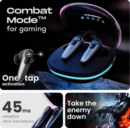 Boult Audio Maverick with Quad Mic ENC, 45ms Low Latency Gaming Mode, 35H Playtime Bluetooth Headset  (Black, True Wireless)